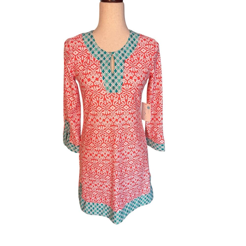 Cabanalife Print 3/4 Sleeve Dress size Small Resort Wear Beach NEW